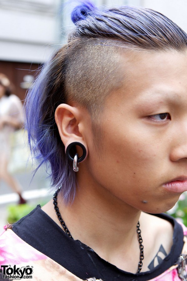 Stretched pierced ear & shaved hair