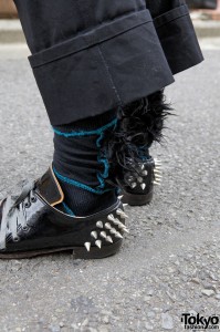 The Old Curiosity Shop shoes w/ spikes & furry socks