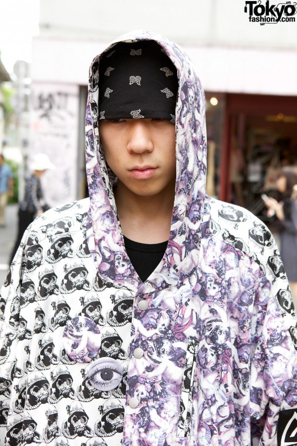 Hiro print hoodie in Harajuku