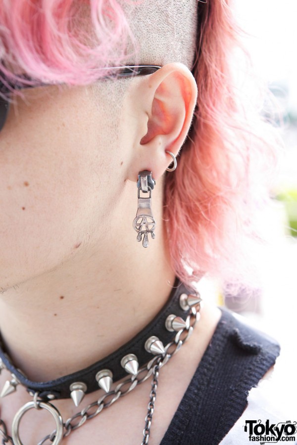 Anarchy Symbol Zipper Earring