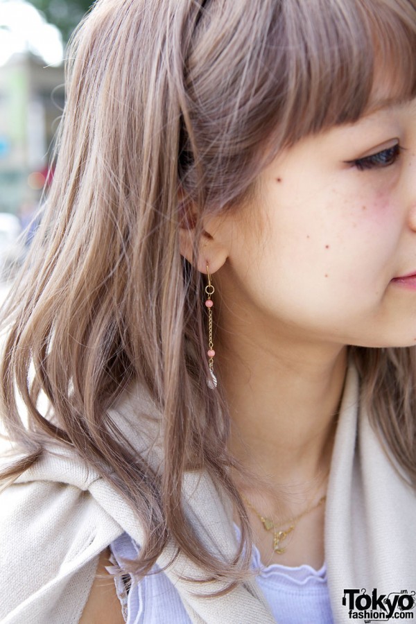 Chain & bead drop earrings