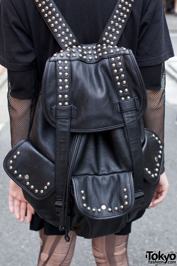 Studded leather backpack