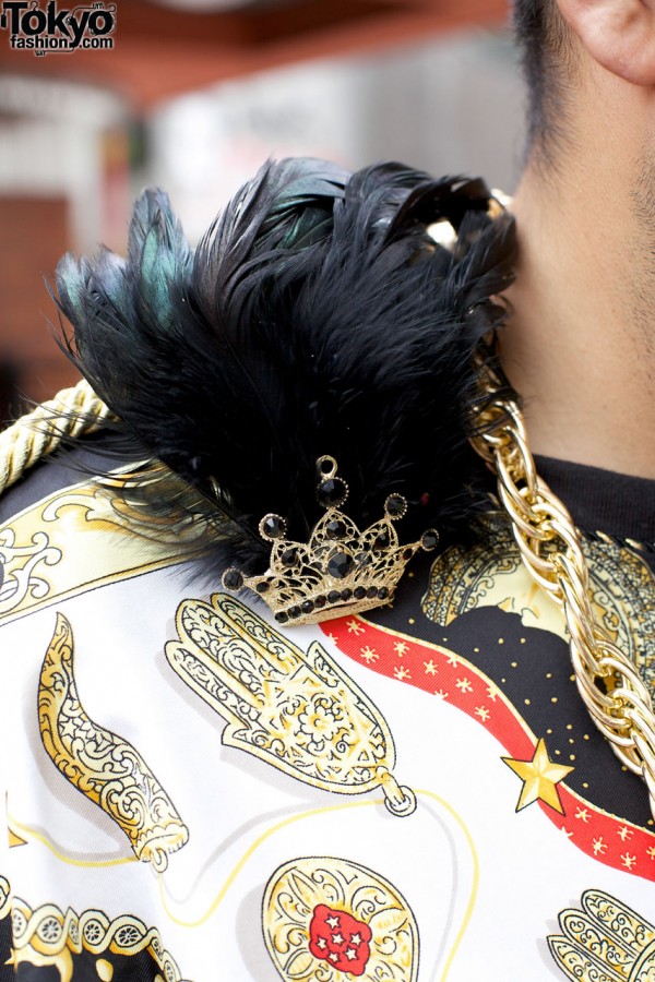 Crown Pin & Feather Versace Top