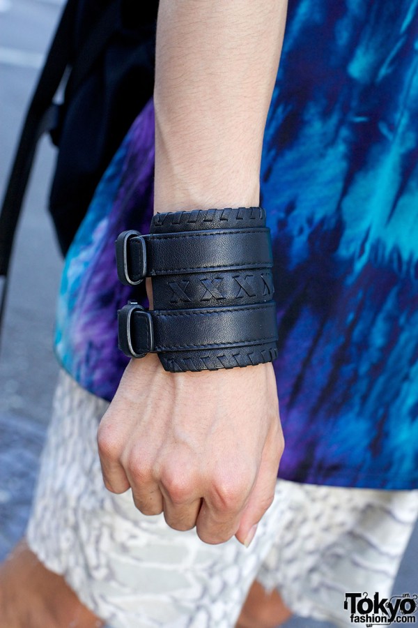 Wide Black Leather Bracelet