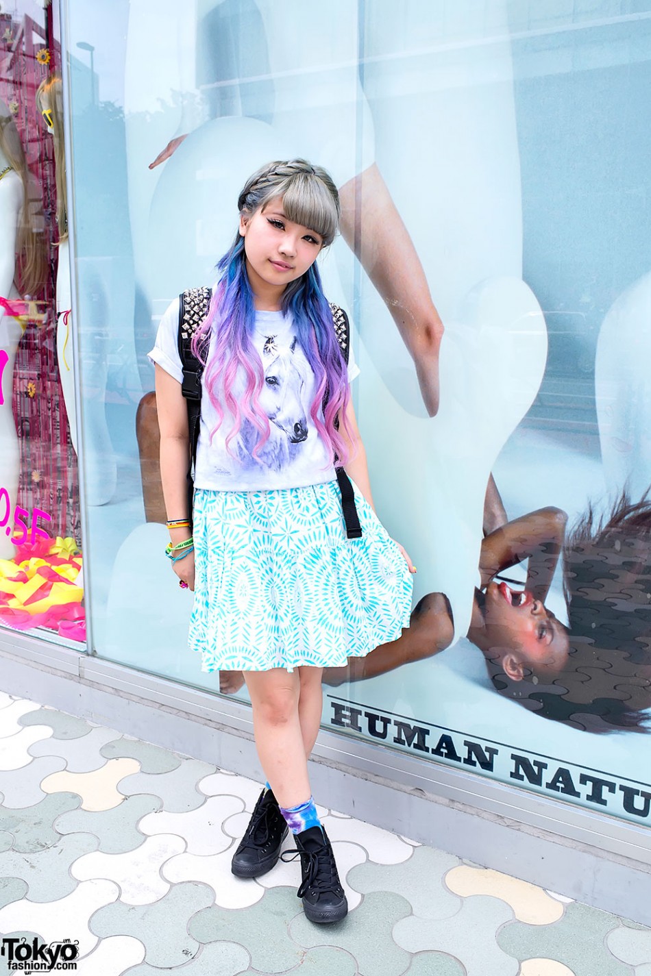 Aspiring Japanese Singer w/ Dip Dye Hair & Clear Backpack in Harajuku