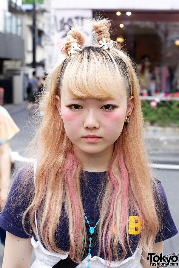 Pink Streaked Hair in Harajuku