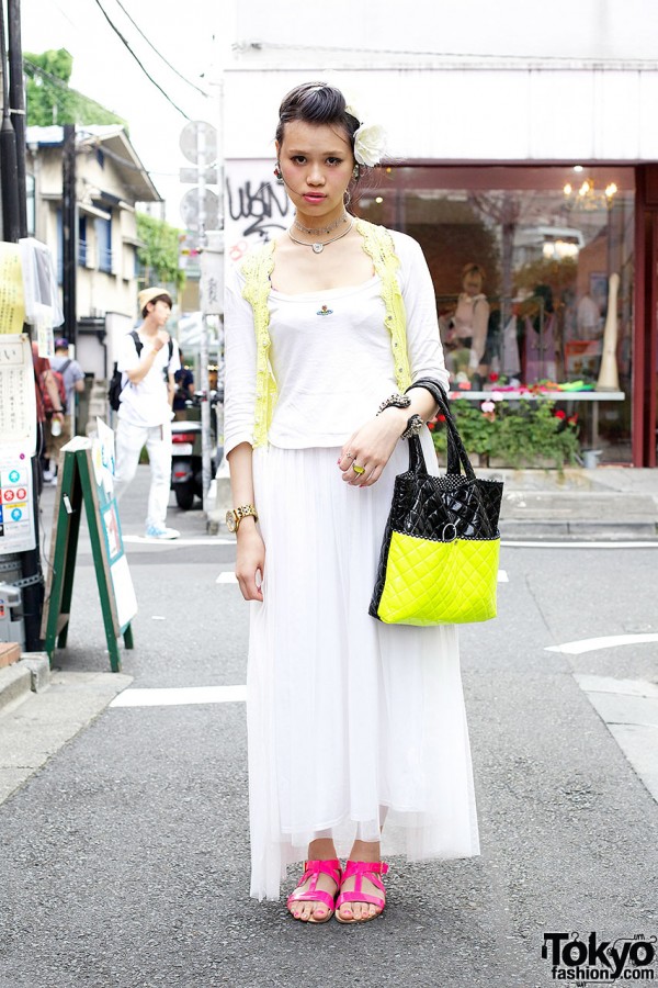 Fashion Student’s Vivienne Westwood Tank Top, One Spo Lacy Cardigan & Forever 21 Sandals