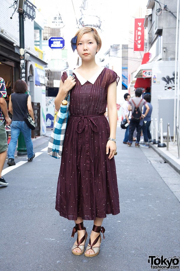 Plum Midi Dress & Vivienne Westwood Accessories in Harajuku