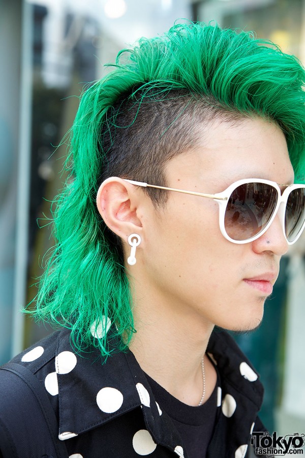 Green Shaved hair