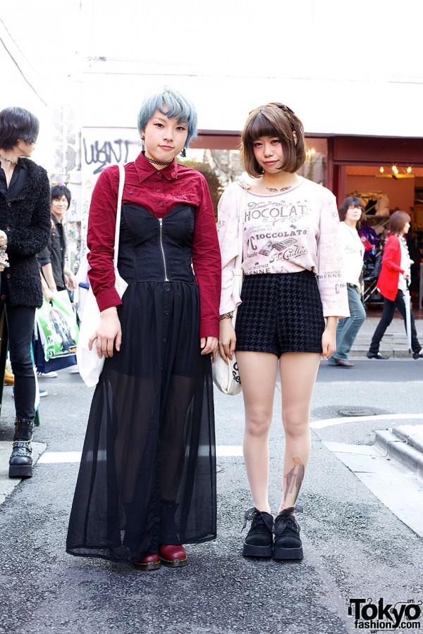 Sheer Skirt & Shorts w/ Tattoo Tights & Boots in Harajuku