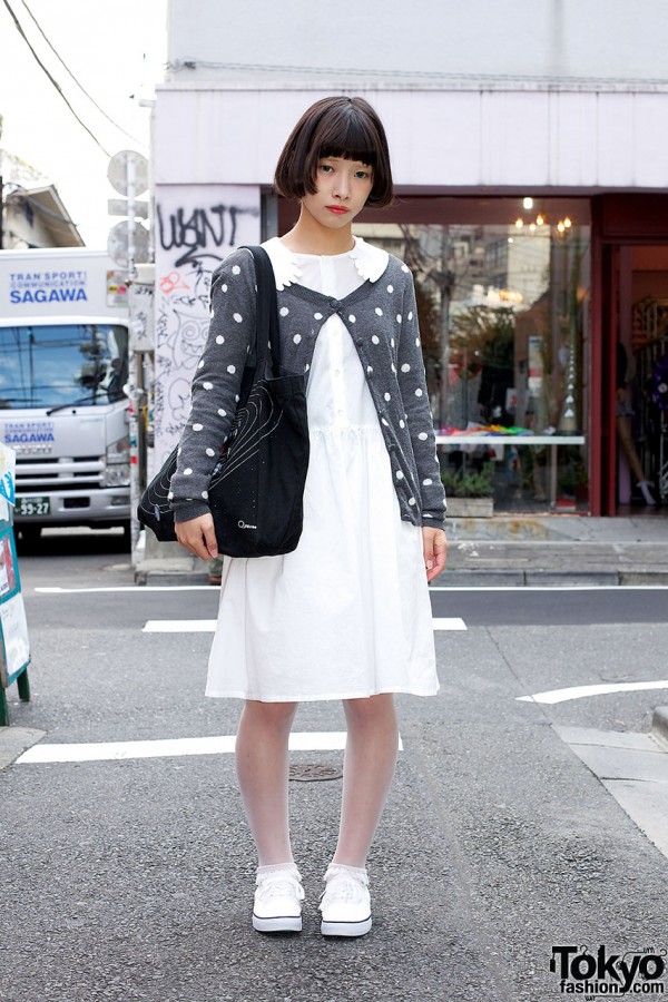 Polka Dot Cardigan, I Am I Dress & Cool Solar System Bag in Harajuku