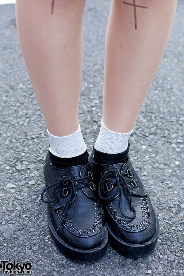 White socks black shoes