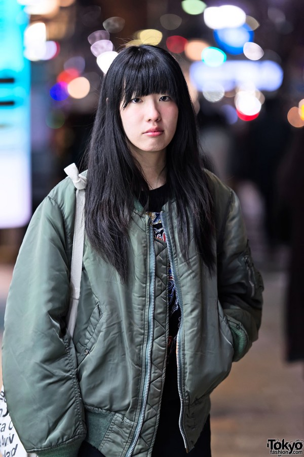 Harajuku Girl in Bomber Jacket