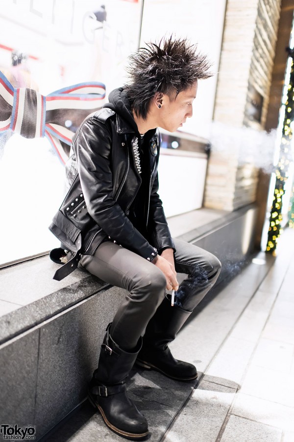 Studded Leather Jacket in Harajuku