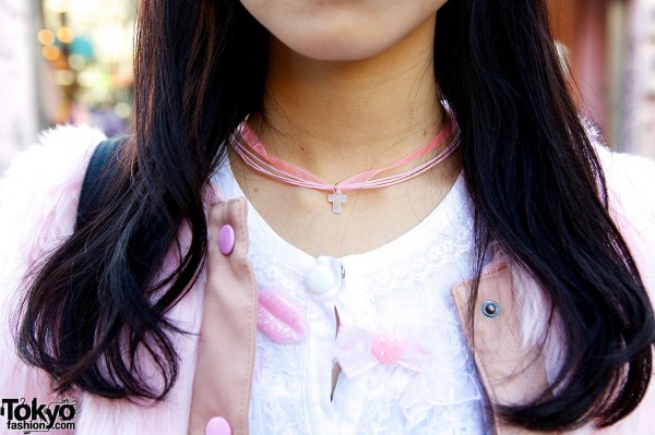 Pink choker necklace