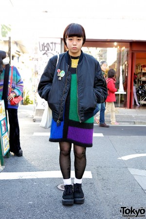 Kinsella Color Block Dress, Bomber Jacket & Tokyo Bopper – Tokyo Fashion