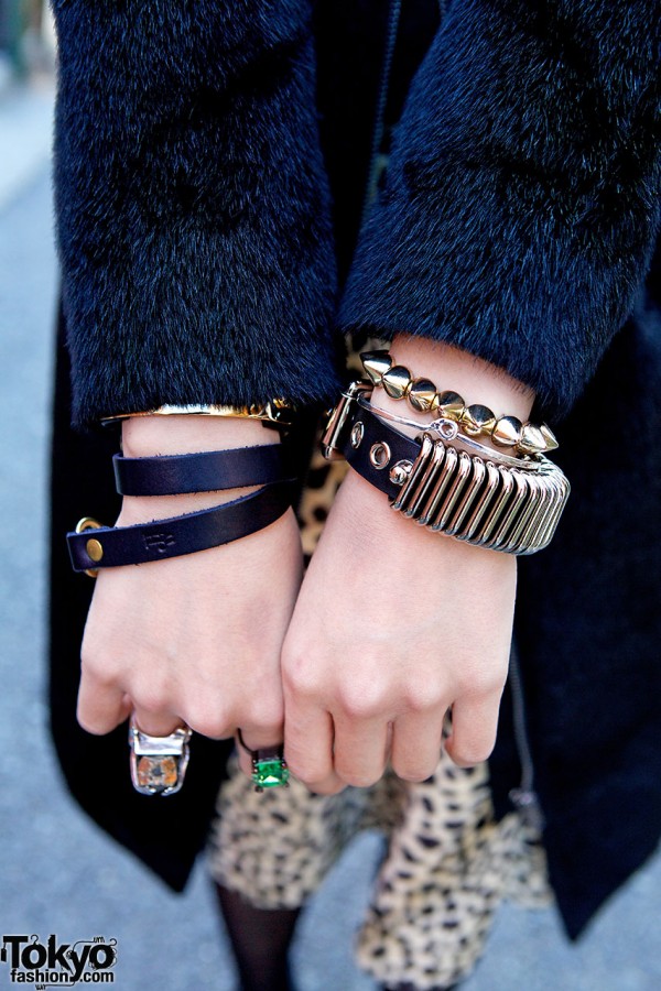 Leather and metal bracelets