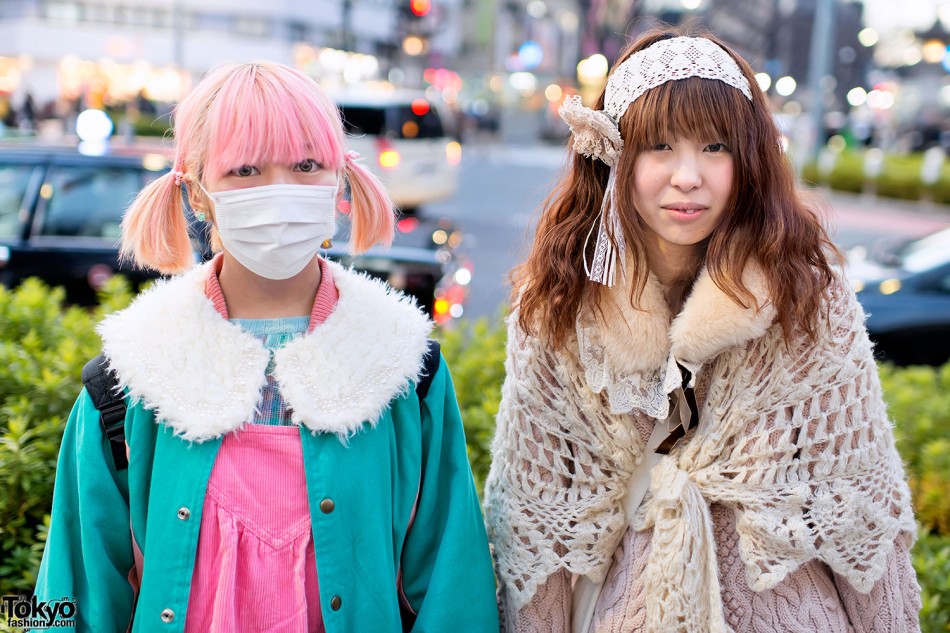 Pink Hair & Tulle Skirt vs. Knit, Lace & Teddy Bear Tights in Harajuku ...