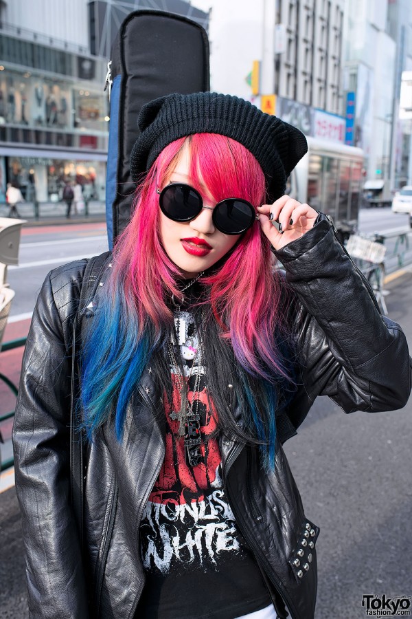 Pink & Blue Dip Dye Hair in Harajuku