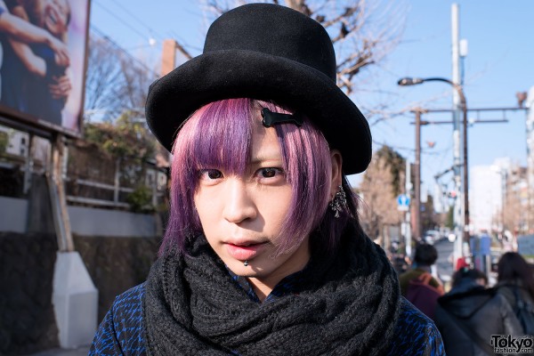 Purple Hair & Top Hat in Harajuku
