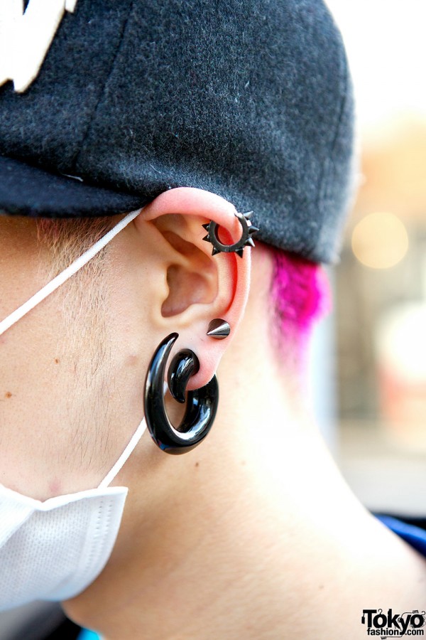 Pink hair piercings