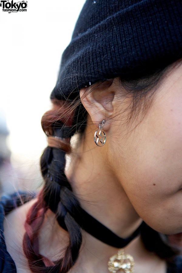 Braided hair star earrings