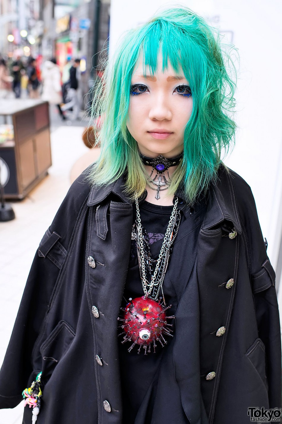 Boy London, Eyeball Necklace & Aqua Hair in Harajuku – Tokyo Fashion