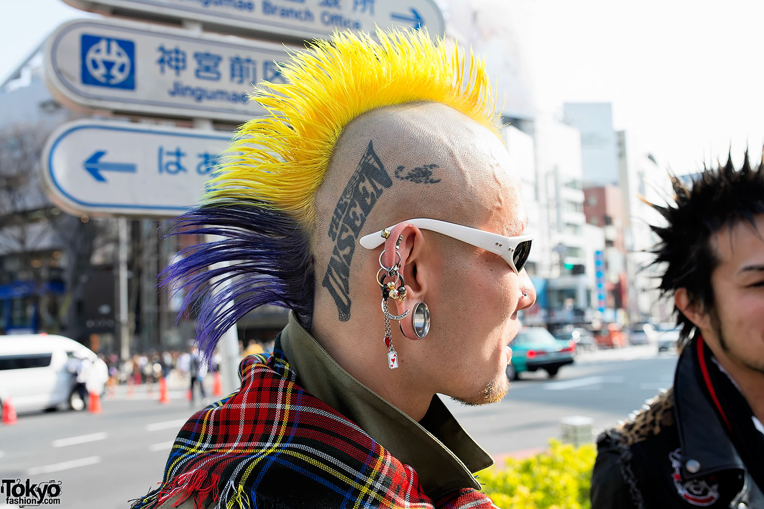 Harajuku Street Punks w/ Mohawk, Head Tattoo, Spikes & Kilt