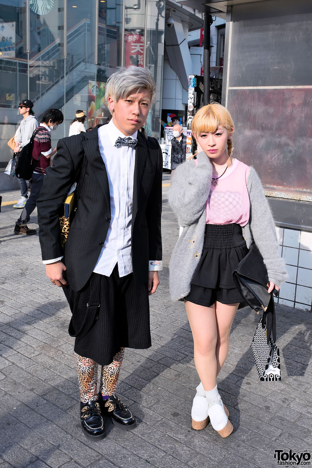 Stylish Shibuya Pair's LOVE/HATE Creepers, Tiered Skirt & Leopard Print