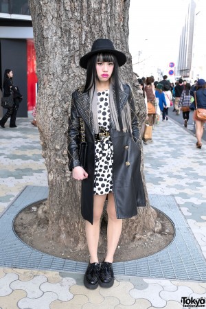 Long Studded Leather Jacket, Chanel Bag & Creepers in Harajuku – Tokyo ...
