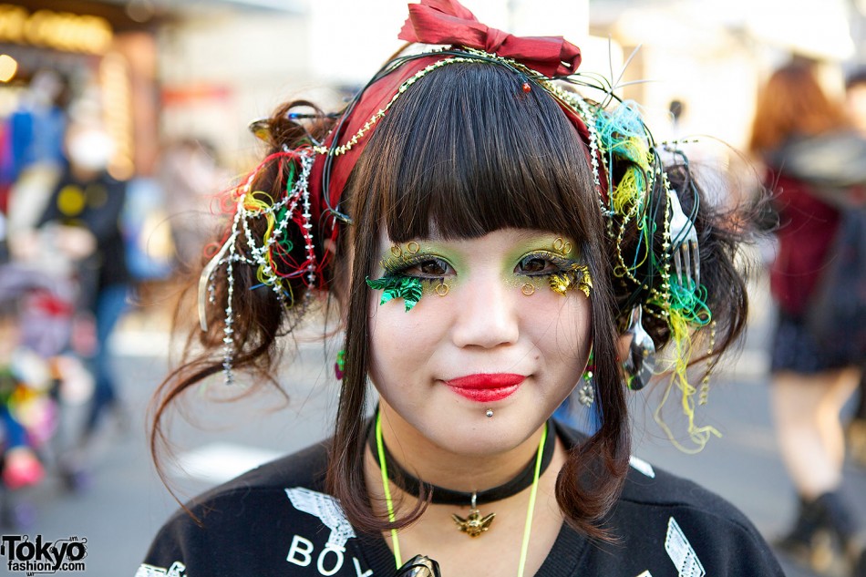 Boy London, Lighted Hair Accessories & Leaf Eyelashes in Harajuku ...