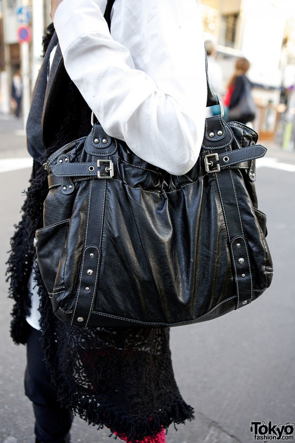 Black Leather Purse in Harajuku