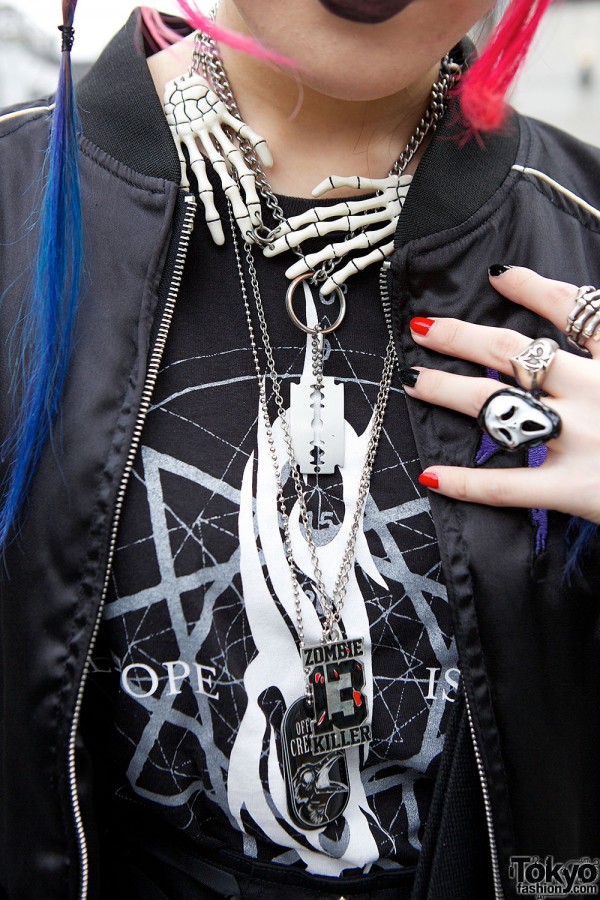 Bone necklace & rings