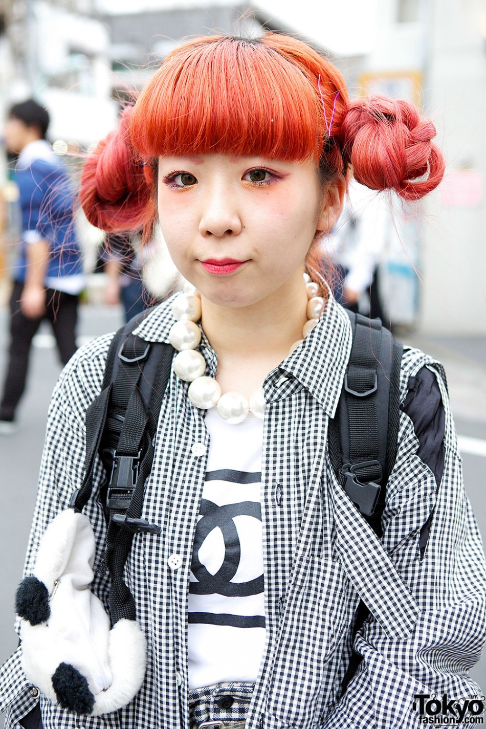 Pink Twin Buns Hairstyle, Kinji Gingham & Tokyo Bopper in Harajuku ...