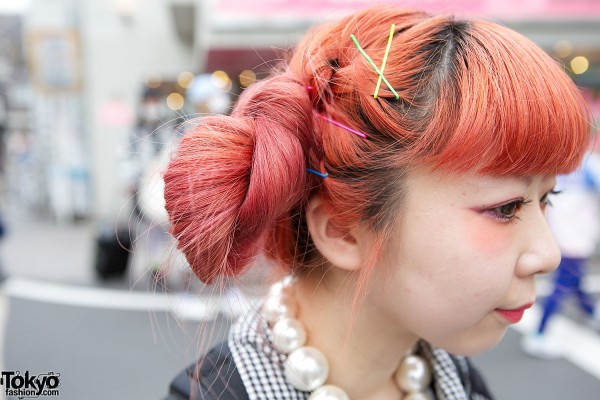 Twin Buns Hairstyle in Pink
