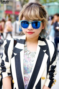 Resale Striped Blazer & Mirror Sunglasses