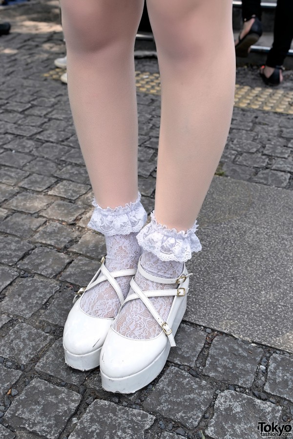 Ruffle Socks & White Platforms in Harajuku