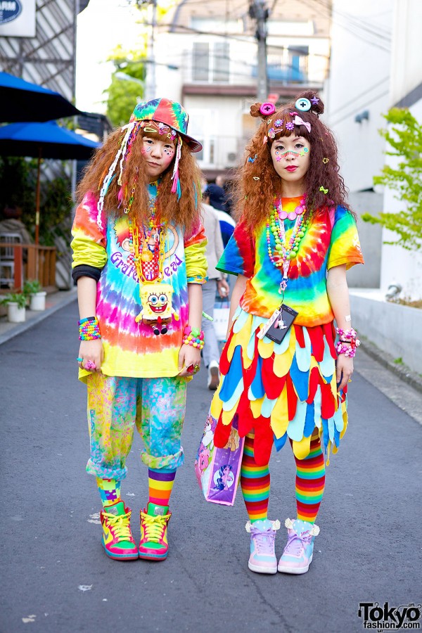 Colorful Hadeko Fashion w/ Tie-Dye & Decora Hair Clips in Harajuku