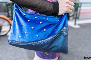 Studded Blue Shoulder Pouch
