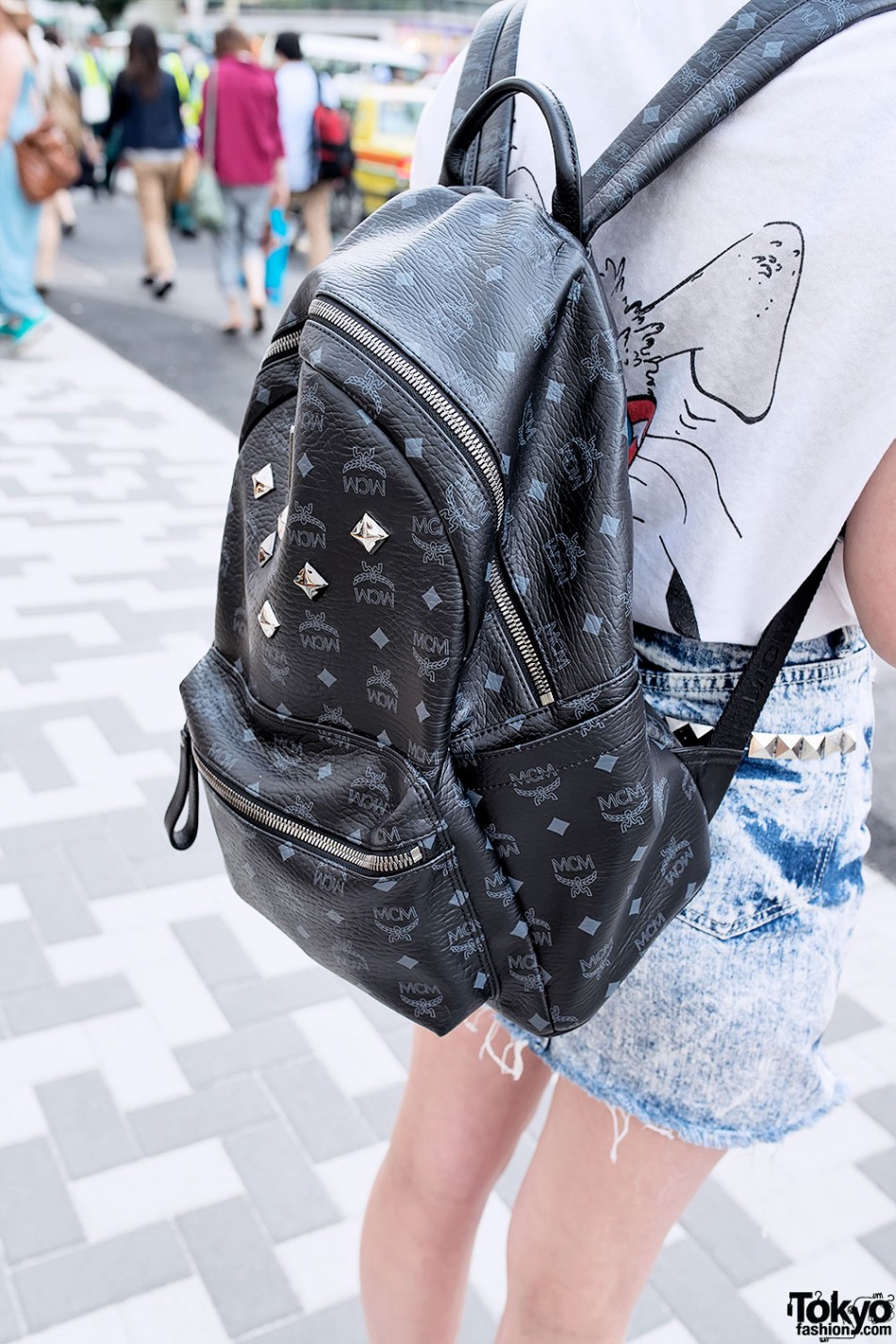 Bunny Top w/ Acid Wash Skirt, Odango Hair & MCM Backpack in Harajuku