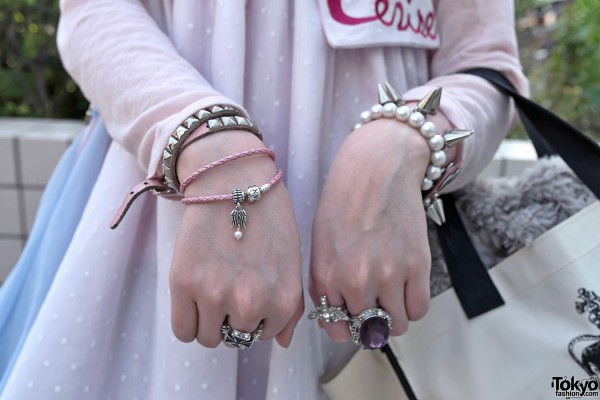 Studded Bracelets & Rings in Harajuku