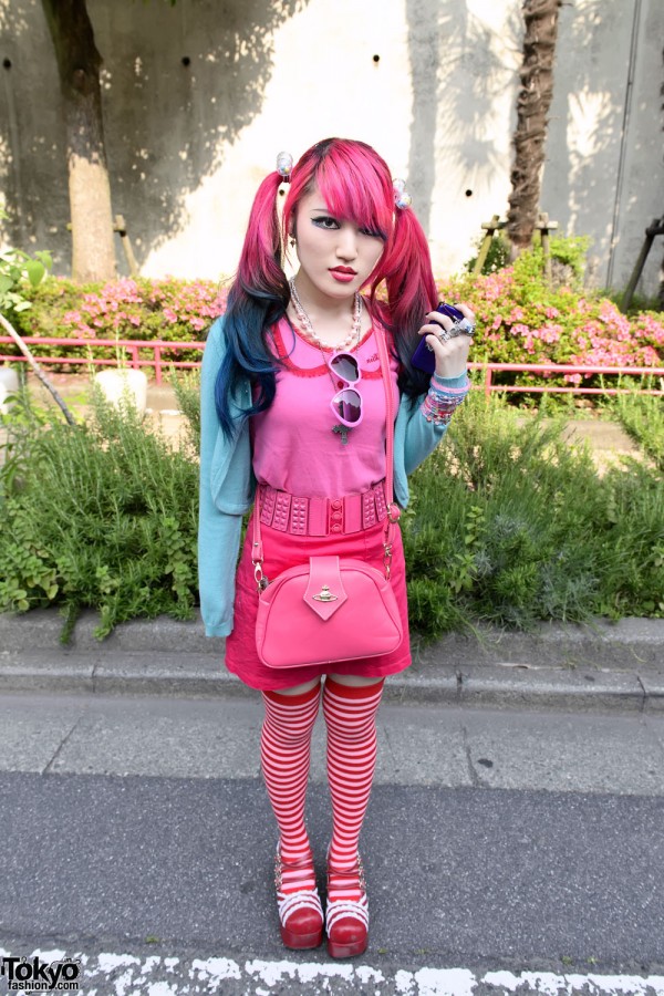 Lisa 13 in Harajuku w/ Dip Dye Hair, Cute Pink Fashion & Vivienne Westwood