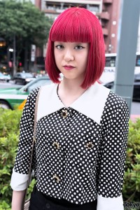 Red Bob Hairstyle & Polka Dots