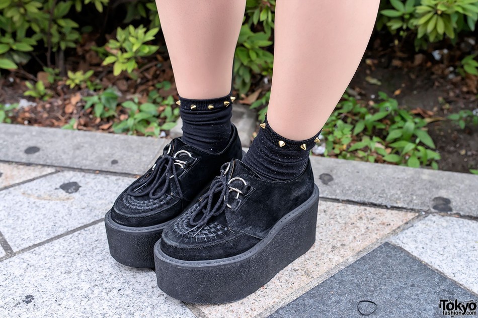 Tall Platform Creepers & Studded Socks Tokyo Fashion