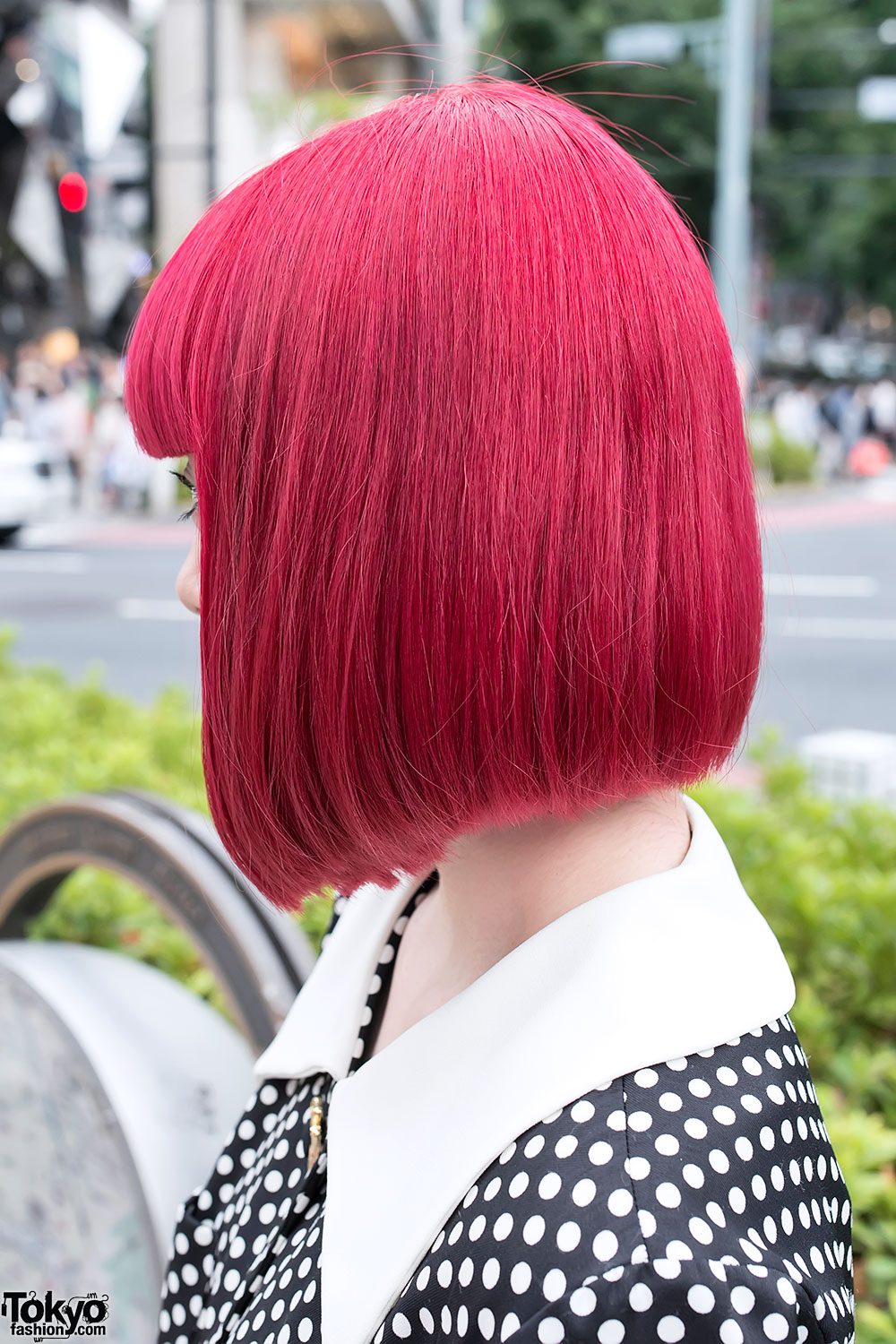 Harajuku 2NE1 Fan w/ Red Bob Hairstyle, Polka Dots & Platform Creepers.