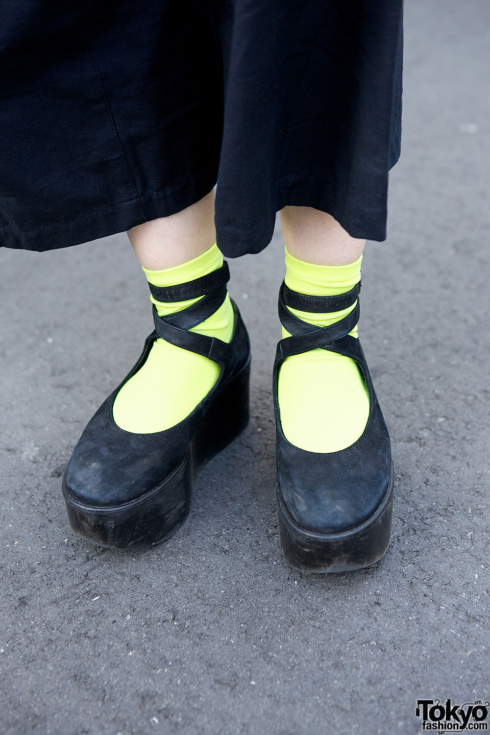 High Waist Wide Leg Pants, Neon Socks & Tokyo Bopper in Harajuku 