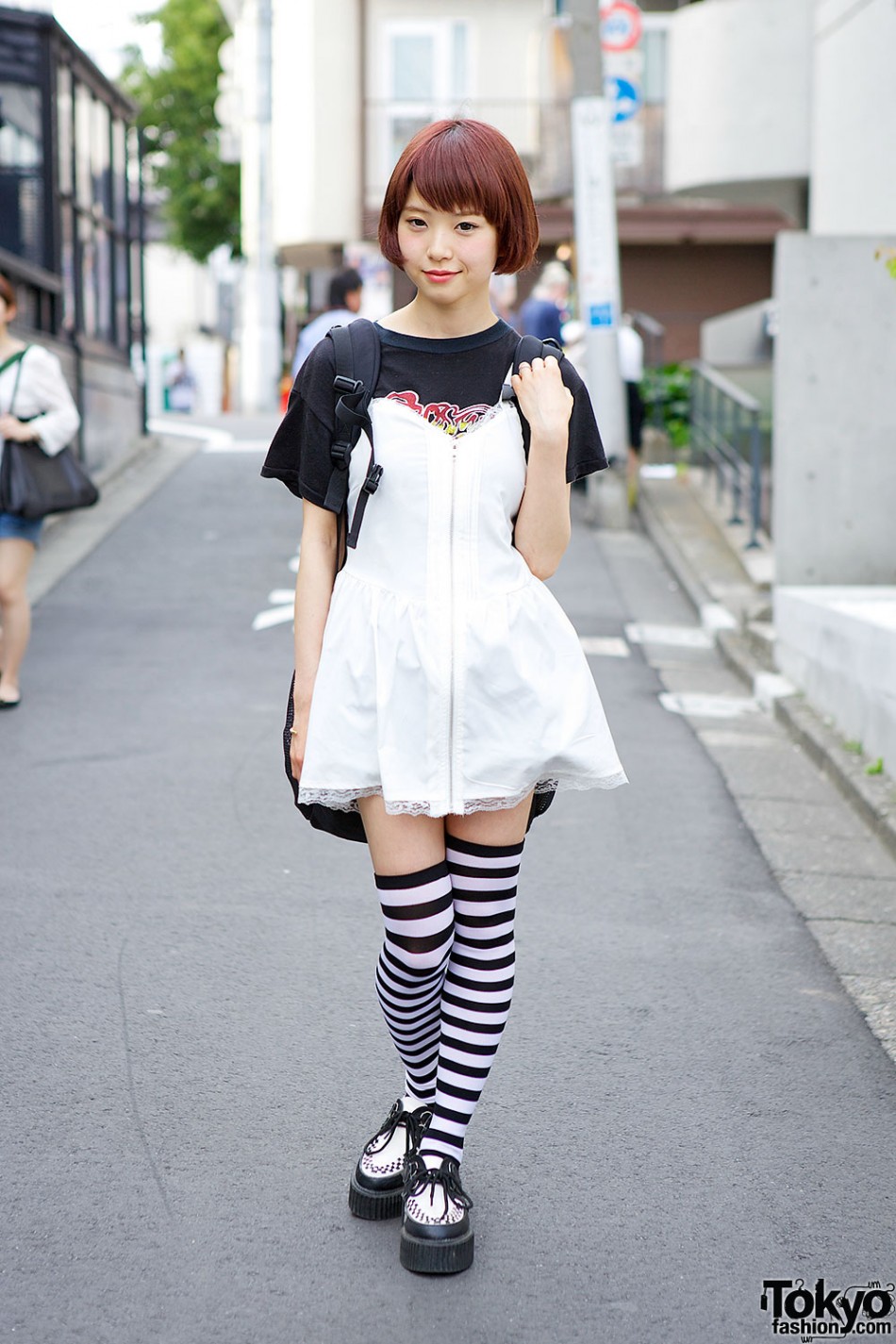 Pochi’s Cute Harajuku Look w/ Nadia Dress, Striped Socks & Creepers ...