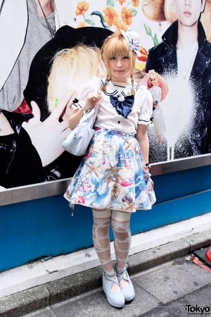 Pretty Mermaid Skirt, Kawaii Bunny Hat & Ribbon Tights in Harajuku ...