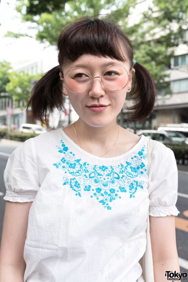 Round Glasses Girl in Harajuku