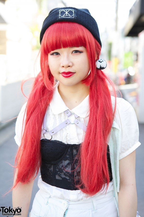 Red Twintails & Corset Top